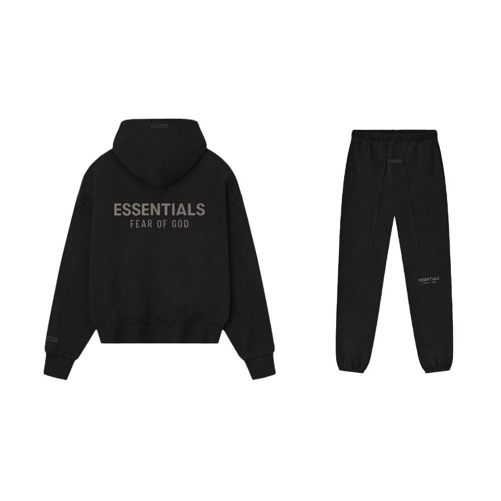 Fear of God Essentials Classic S25 Zip Hoodie Glossy Jet Black + S25 Sweatpants Black SET-Bundle-pikastore.cz-pikastore.cz