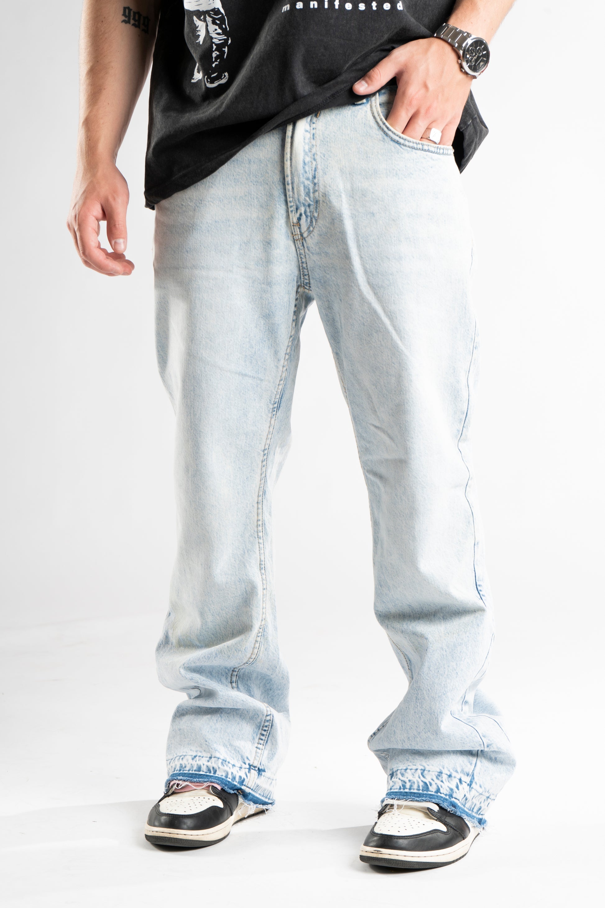 Custom Blue Flared Jeans-Kalhoty-Custompantsprg-pikastore.cz