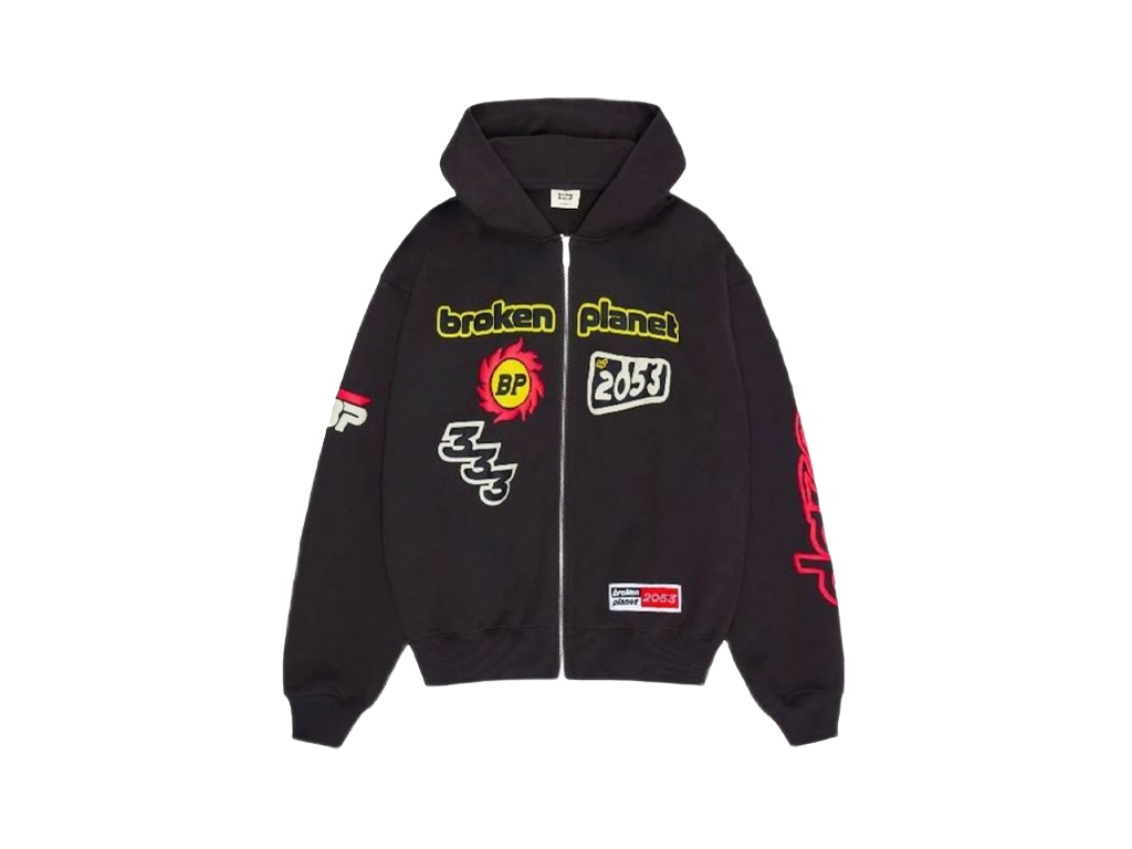 Broken Planet Performance Zip Up Hoodie Soot Black-Broken Planet-pikastore.cz