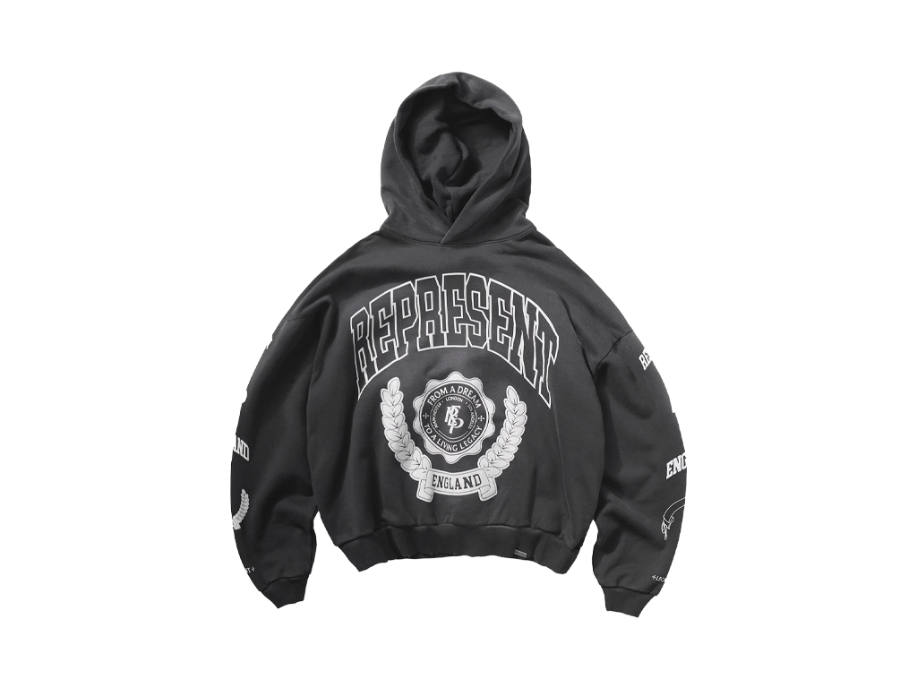Represent Legacy Crest Hoodie Stained Black-Represent-pikastore.cz