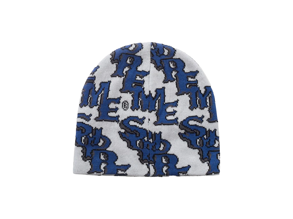 SUPREME SLANTED GOTHIC OUTLINE BEANIE BLUE