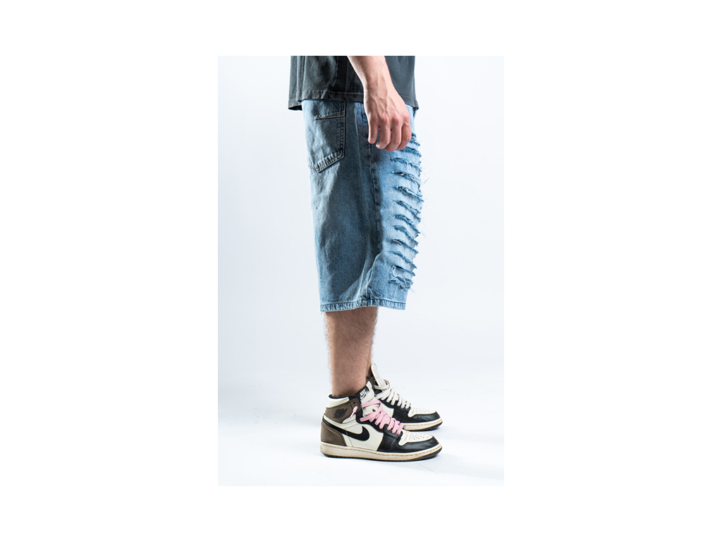 Custom Blue Distressed Shorts-Kalhoty-Custompantsprg-pikastore.cz