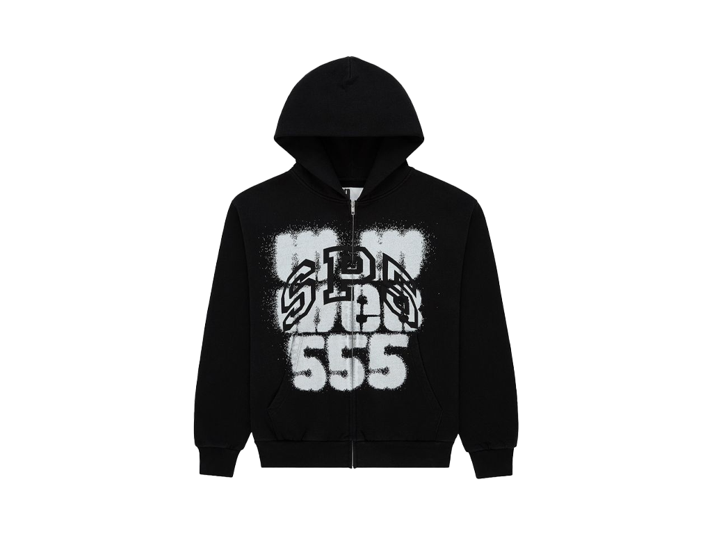 Sp5der Sp555 Zip Hoodie Black-Sp5der-pikastore.cz