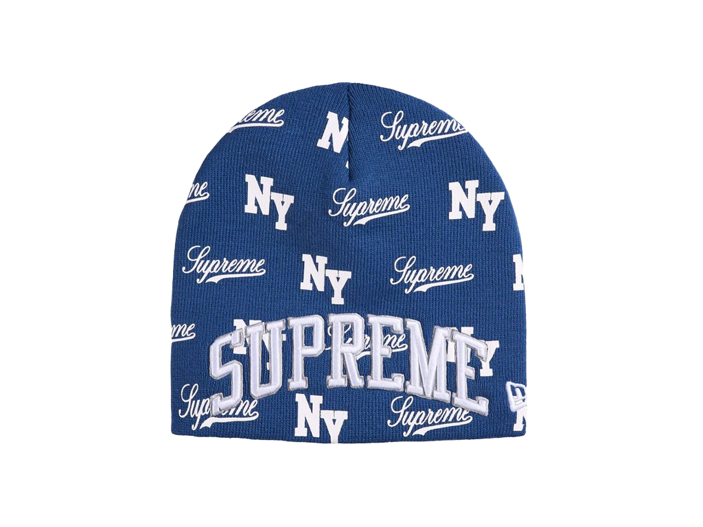 Supreme New Era Monogram Beanie Blue