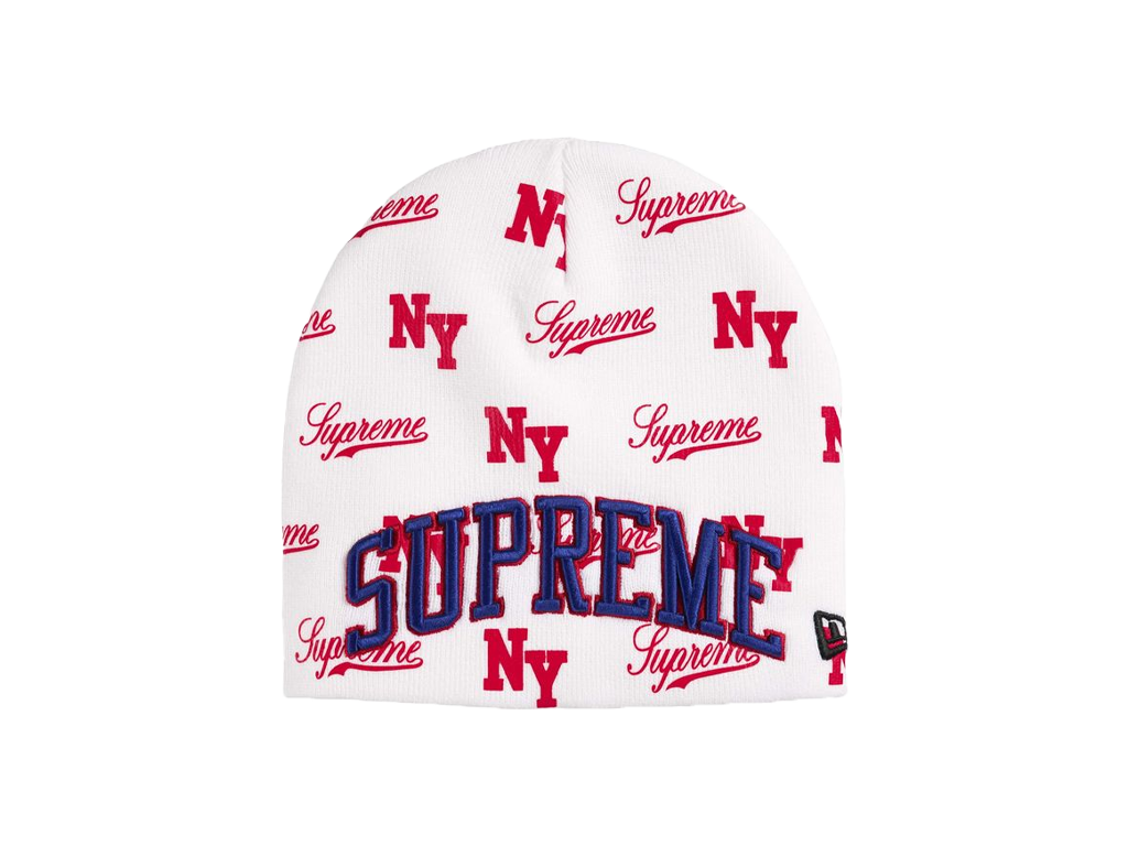 Supreme New Era Monogram Beanie White