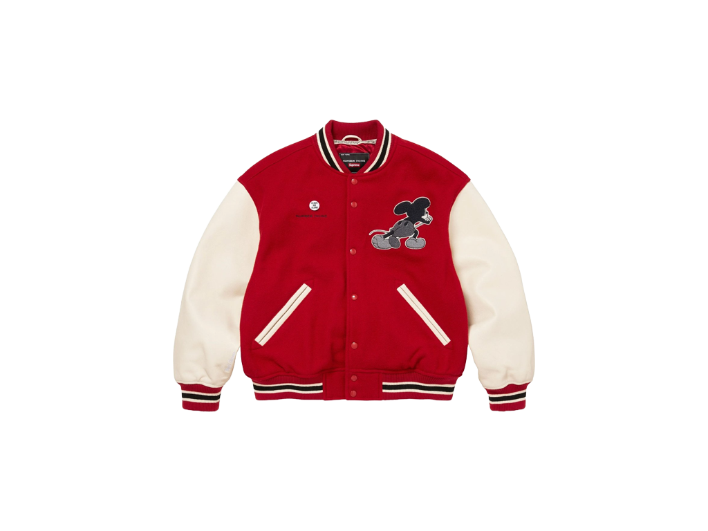 Supreme x Number (N)Ine x Mickey Mouse Varsity Jacket Red-Supreme-pikastore.cz