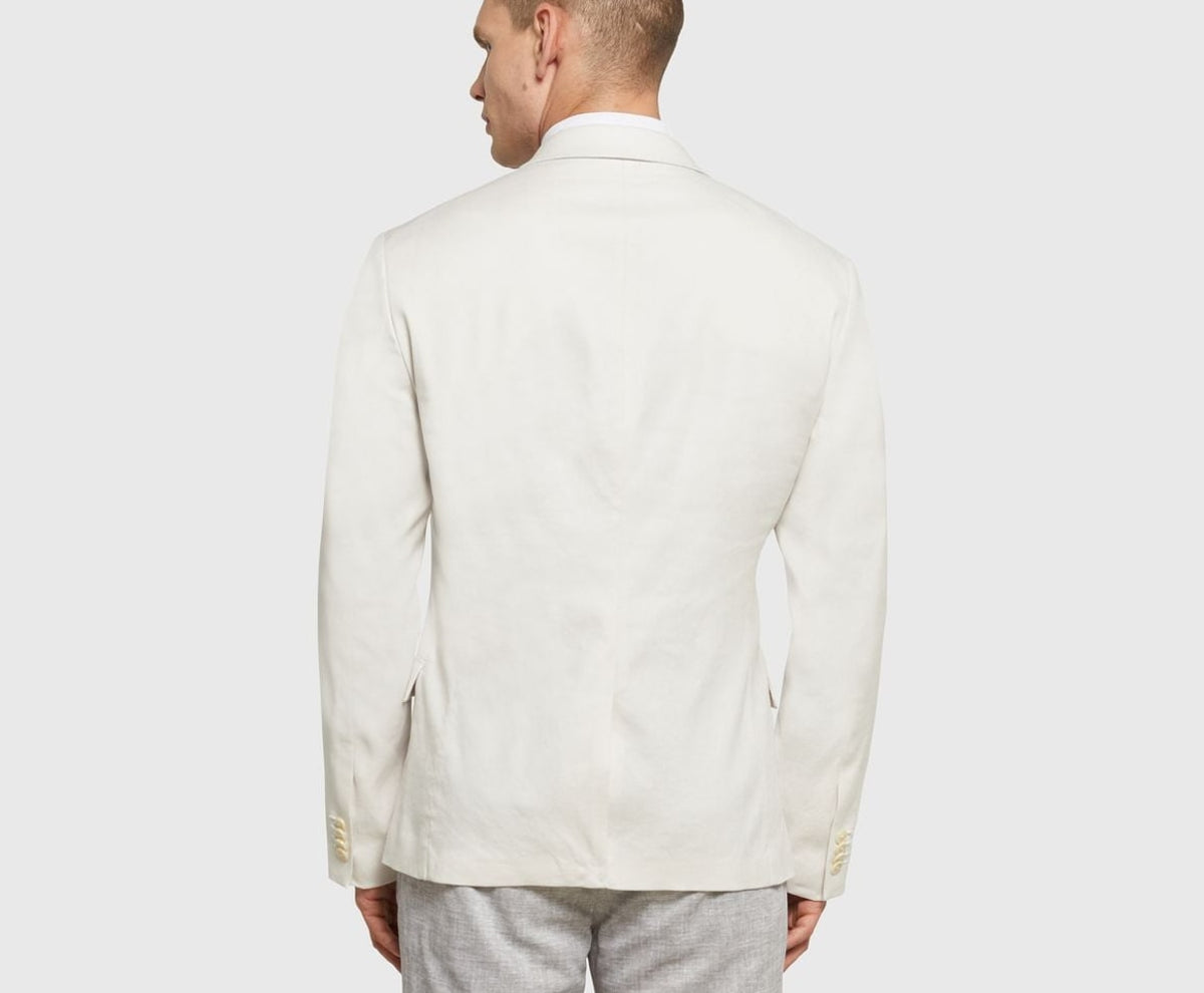 Calvin Klein Linen-blend suit jacket Ecru – bunda – fotka 4 z 6