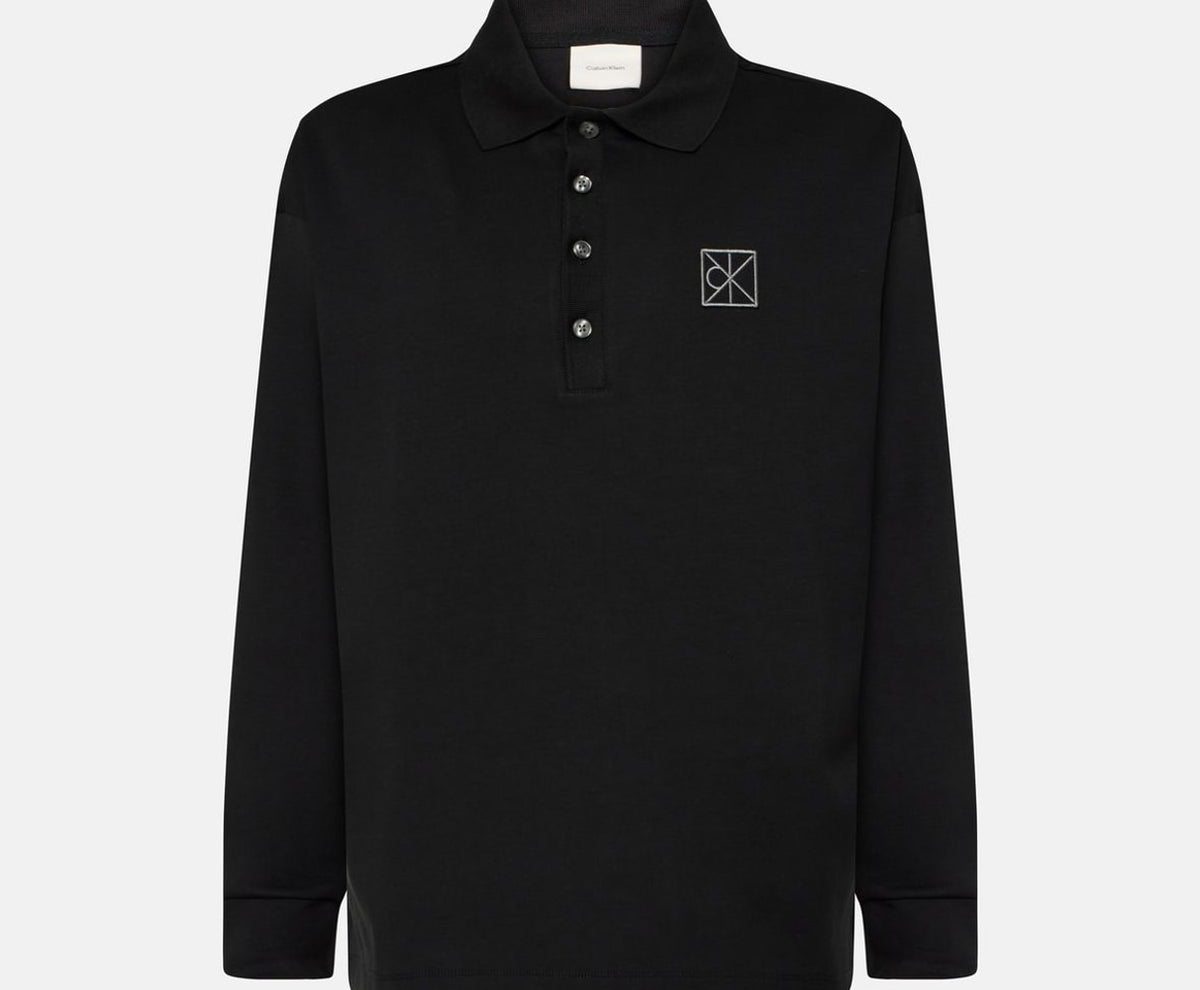 Calvin Klein Long-sleeved polo shirt Double Face Black – ruházat, fekete