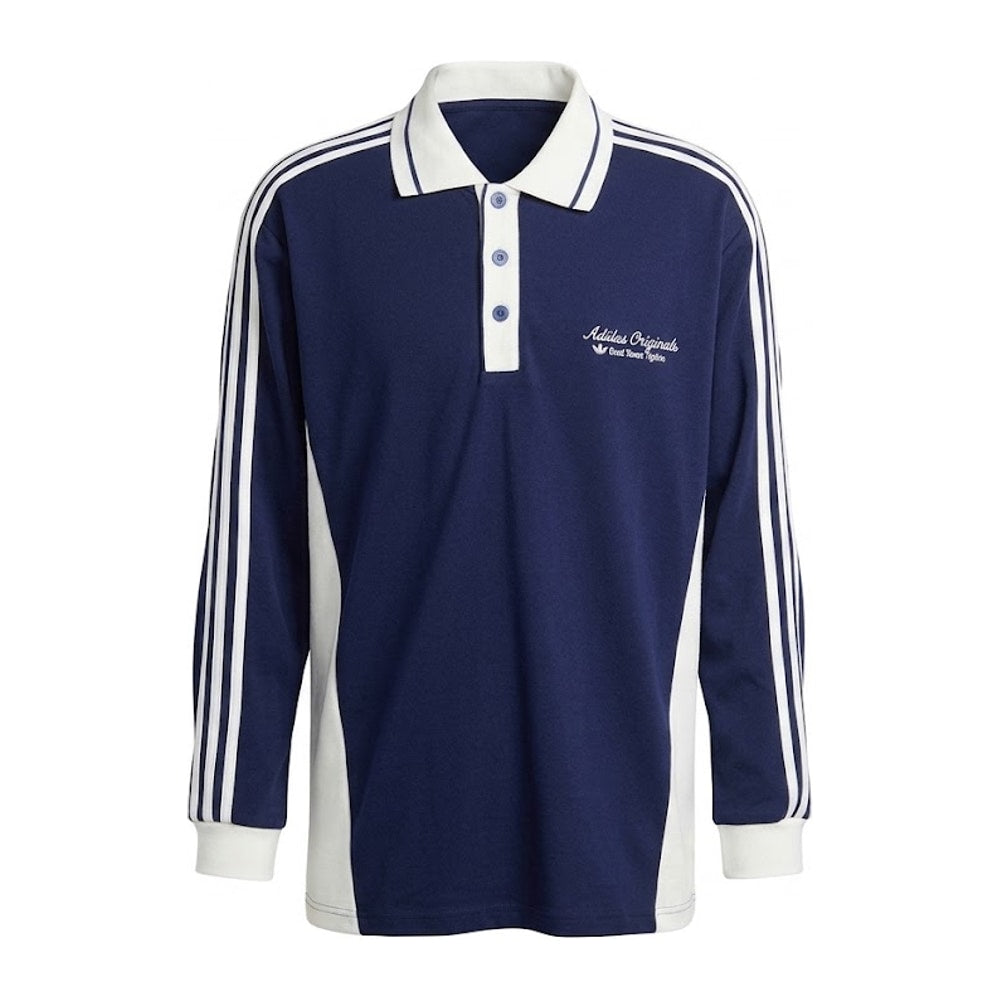 adidas Originals Polo Longsleeve v barevné kombinaci Night Indigo – одяг