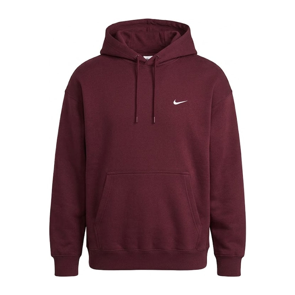 Nike Solo Swoosh Men's Pullover Hoodie Burgundy Crush – hættetrøje