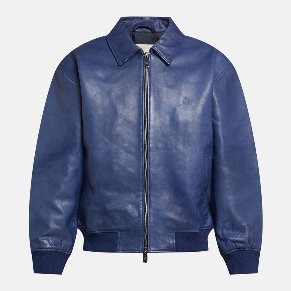 Calvin Klein Leather blouson Blue – ropa, azul