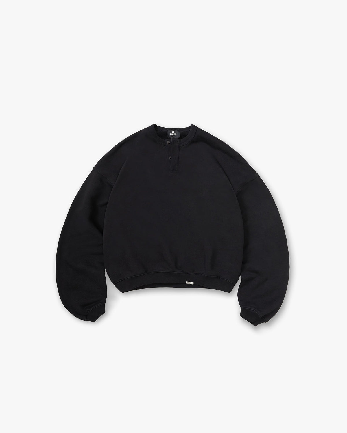 Represent Initial Henley Collar Sweater Jet Black