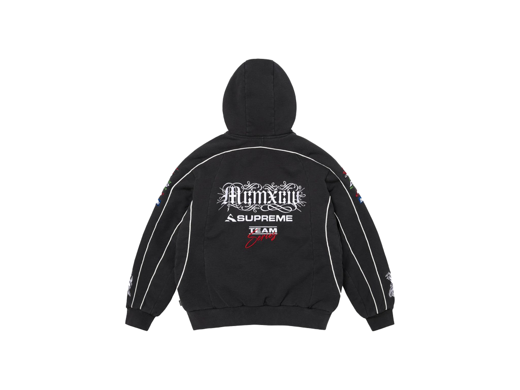 Supreme Racing Lined Zip Up Hooded Sweatshirt Black