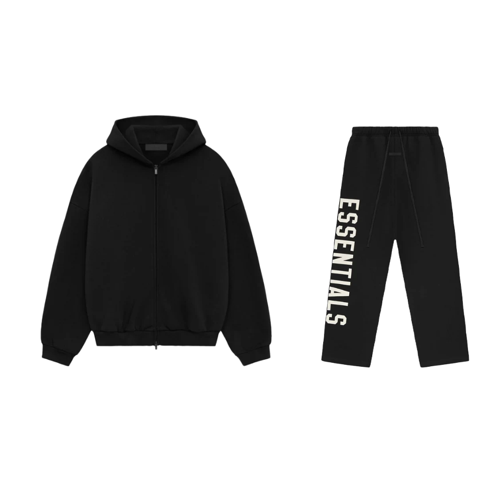 Fear of God Essentials S24 Heavy Fleece Zip Hoodie Black + S24 Sweatpants Relaxed Black SET-Bundle-pikastore.cz-pikastore.cz