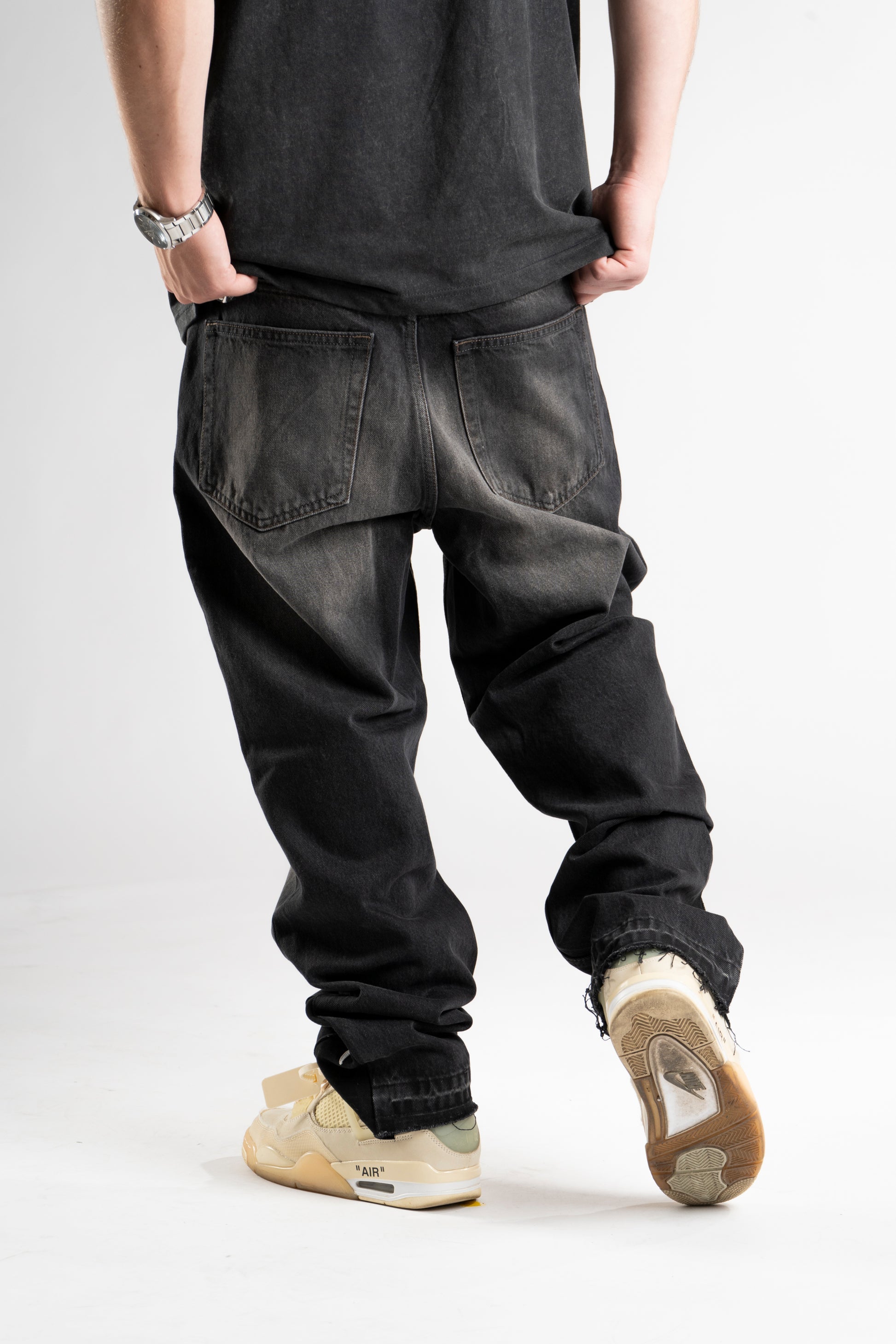 Custom Leather Tribal Flared Jeans-Kalhoty-Custompantsprg-pikastore.cz