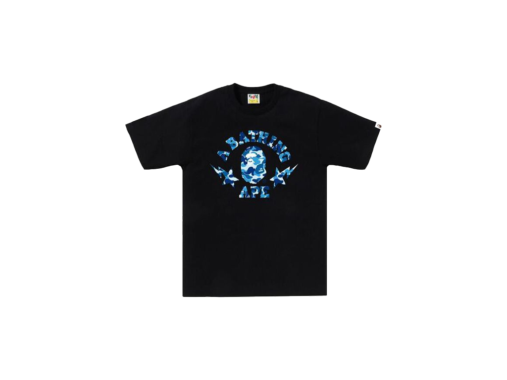 BAPE ABC Camo Sta College Tee Black/Blue-Bape-pikastore.cz