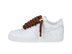 Nike Air Force 1 White Low 07 Rope Laces Brown