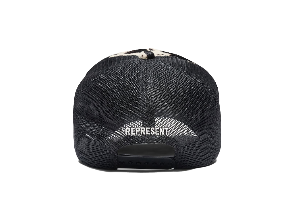 Represent Cowhide Print Cap Flat White Jet Black