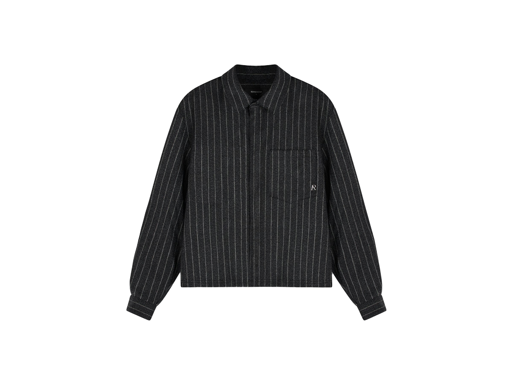 Represent Cropped Dress Shirt Black Pinstripe