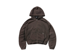 Represent Initial Boxy Zip Through Hoodie Coffee