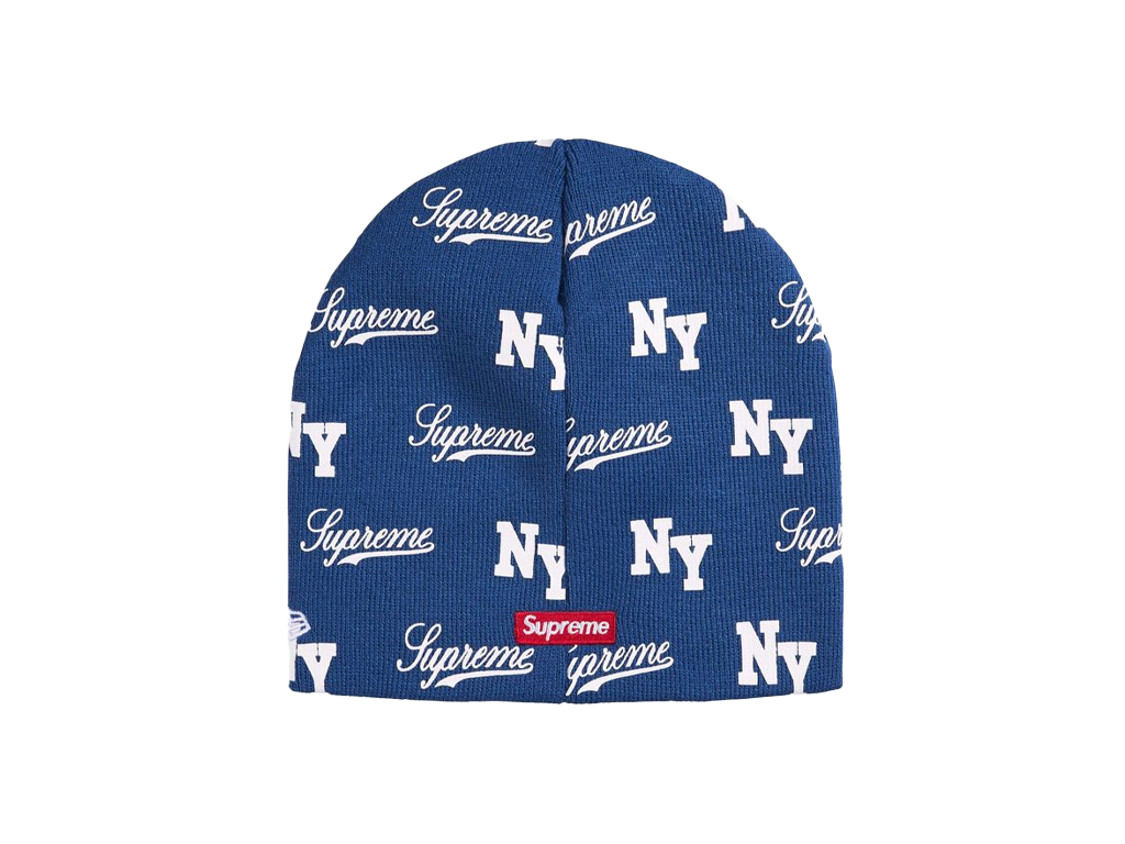 Supreme New Era Monogram Beanie Blue