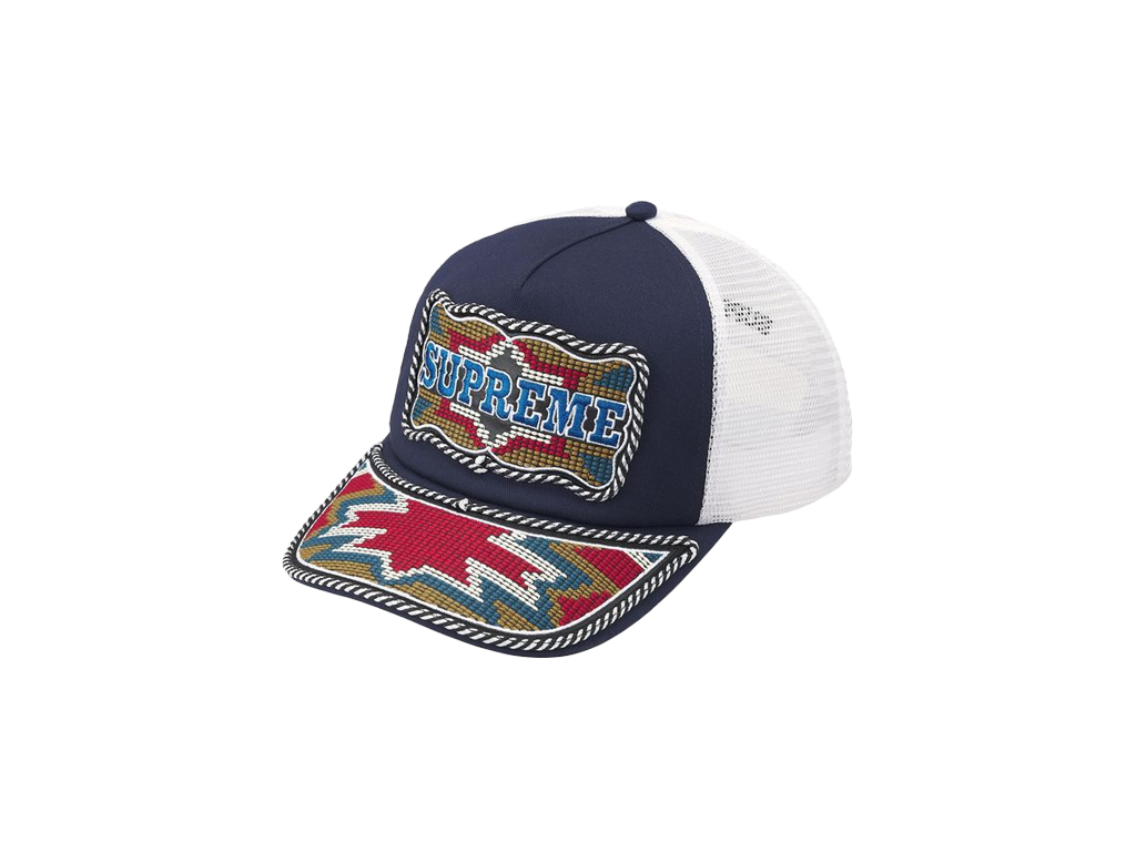 Supreme Western Embroidered Mesh Back 5-Panel Navy-Supreme-pikastore.cz