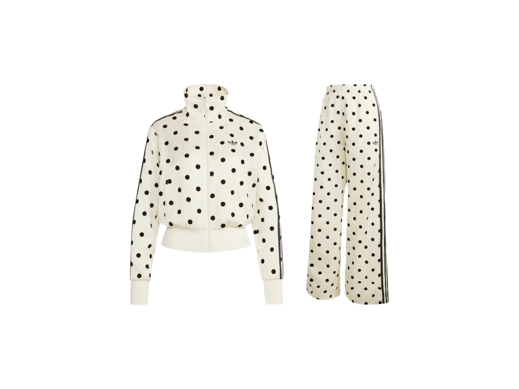 adidas Women's Satin Polka Dots TT Jacket/Pant Set Off White – sety, bílá