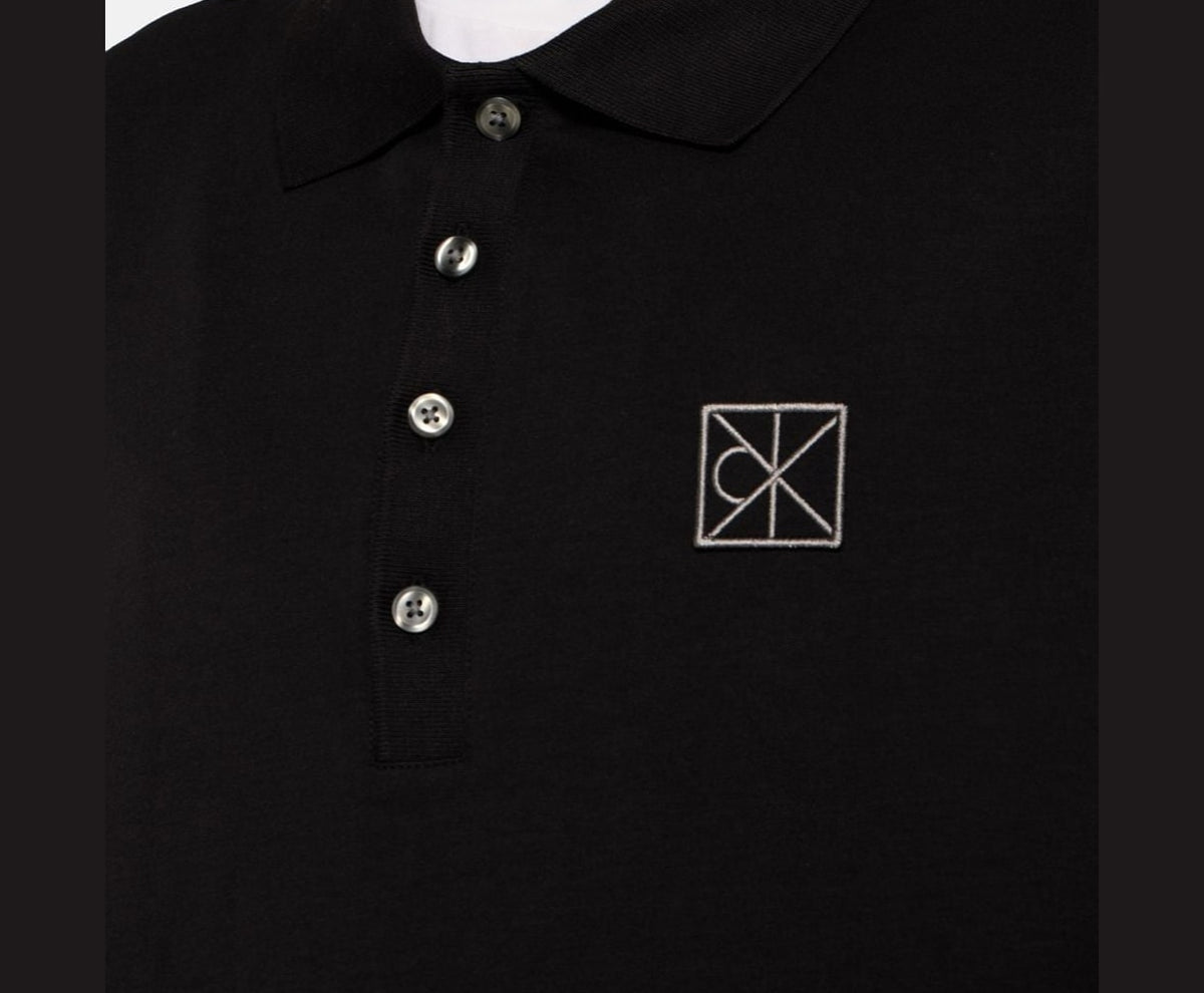 Calvin Klein Long-sleeved polo shirt Double Face Black – t-shirt – foto 3 af 5
