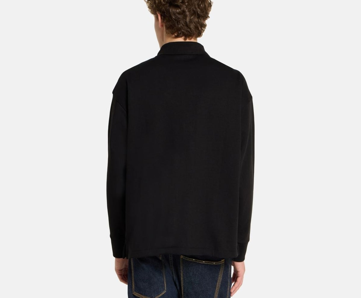 Calvin Klein Long-sleeved polo shirt Double Face Black – t-shirt – foto 4 af 5