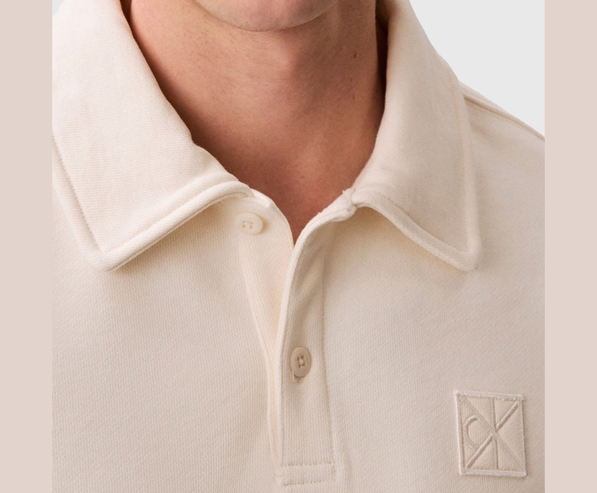 Calvin Klein Long-sleeved polo shirt Terry White – tricou – fotografia 3 din 5