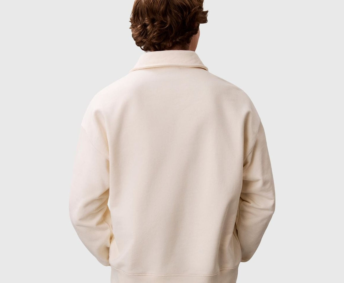 Calvin Klein Long-sleeved polo shirt Terry White – tricou – fotografia 4 din 5