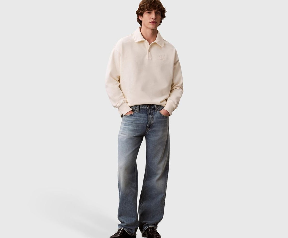 Calvin Klein Long-sleeved polo shirt Terry White – tricou – fotografia 5 din 5