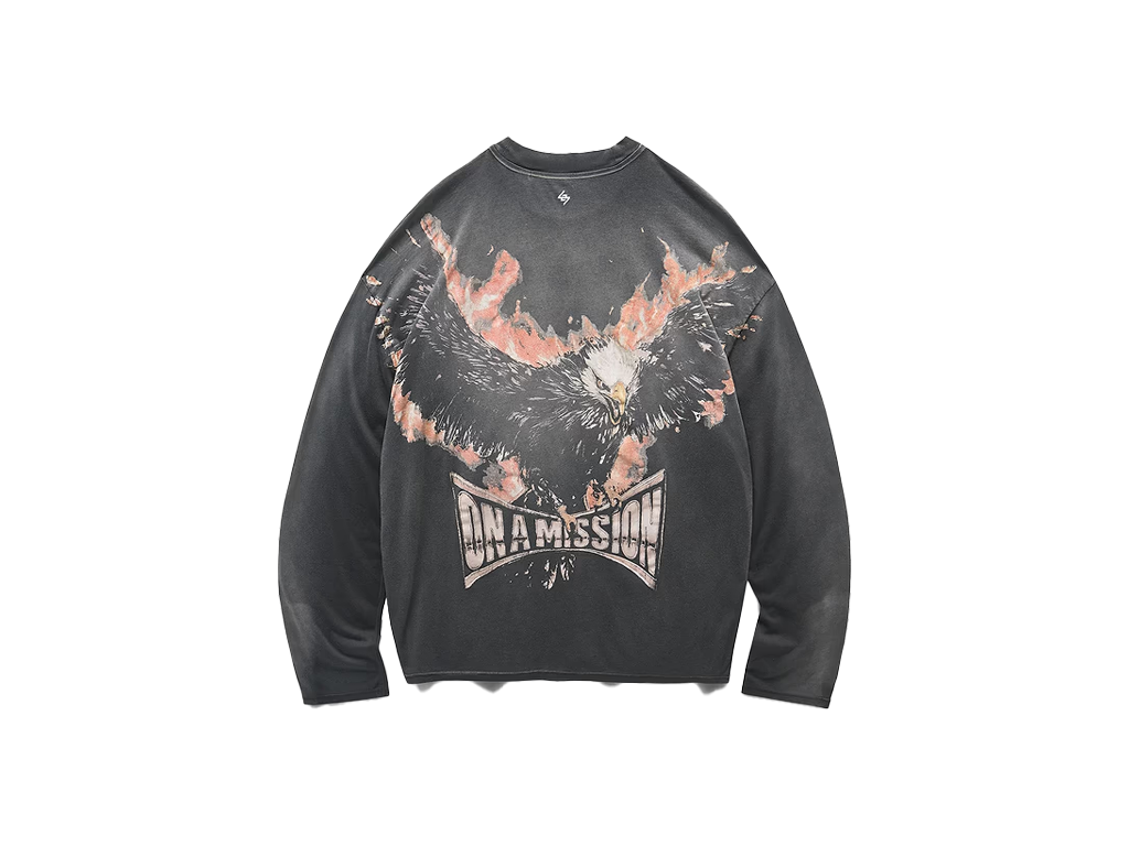 Represent 247 Ignite Long Sleeve T-Shirt Stained Black Wash