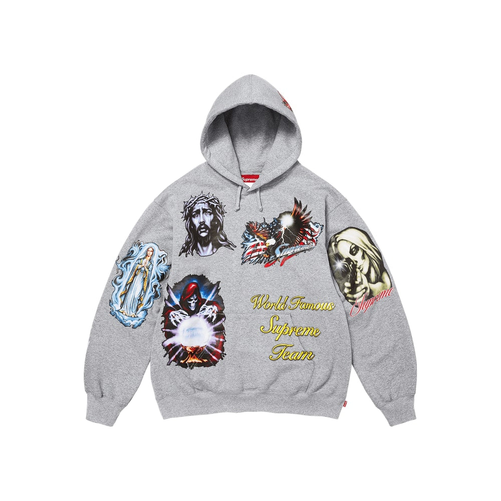 Supreme Stickers Hooded Sweatshirt Heather Grey – mikina