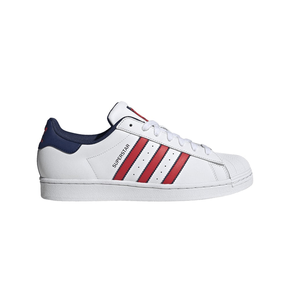 Adidas Superstar White Scarlet Dark Blue – skor, blå