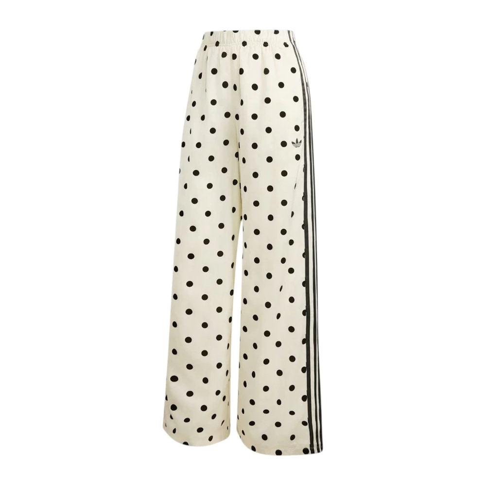 adidas Women's Satin Polka Dots Wide Leg Pant Off White – kalhoty, bílá