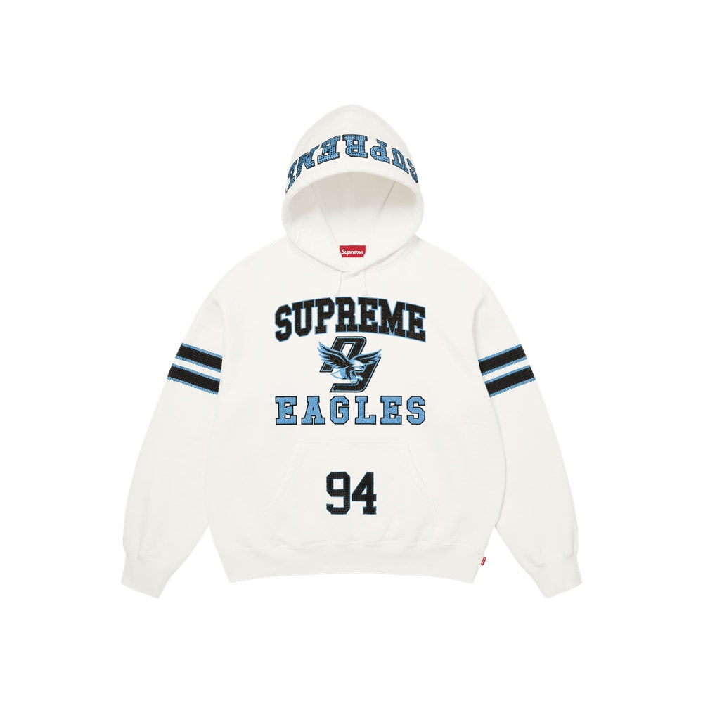Supreme Rhinestone Eagle Hooded Sweatshirt White