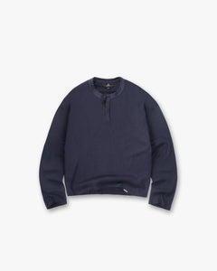 Represent Initial Henley Waffle Long Sleeve T-Shirt Midnight Navy