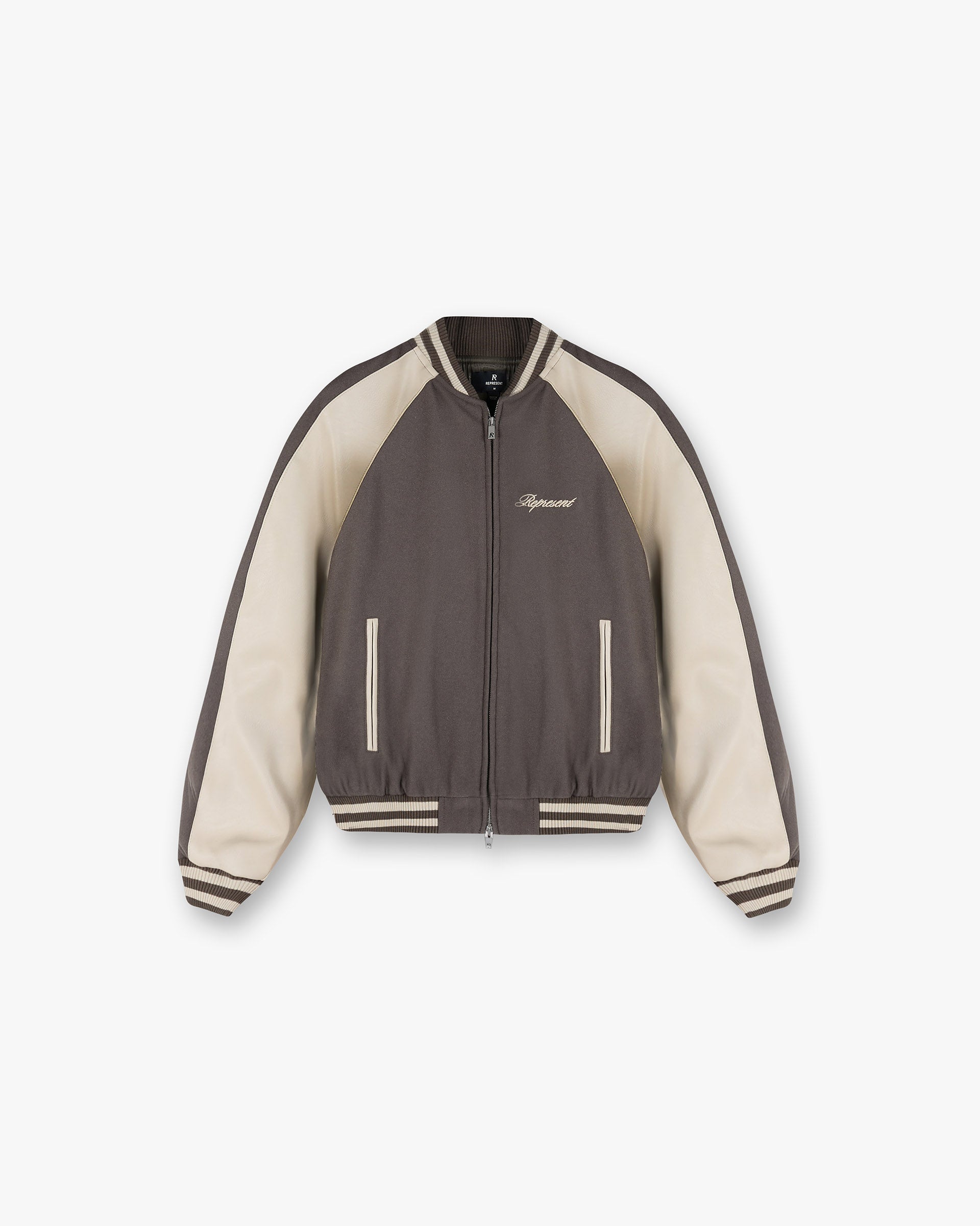 Represent Raglan Varsity Jacket Stone